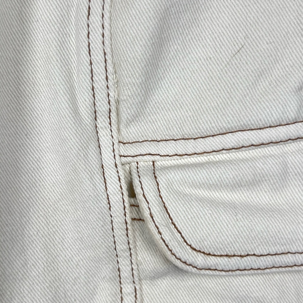 PacSun Elastic Waist Cargo Pants Bone Color Brown Stitching Size Medium - Picture 6 of 10